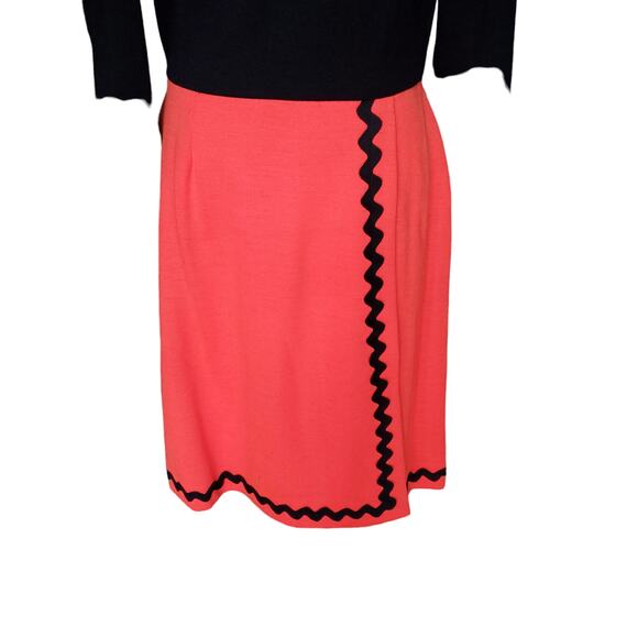 Vintage Wool Dress Red Black Faux Wrap Back Zip Pure New Wool Fits a XS/S - Picture 3 of 11